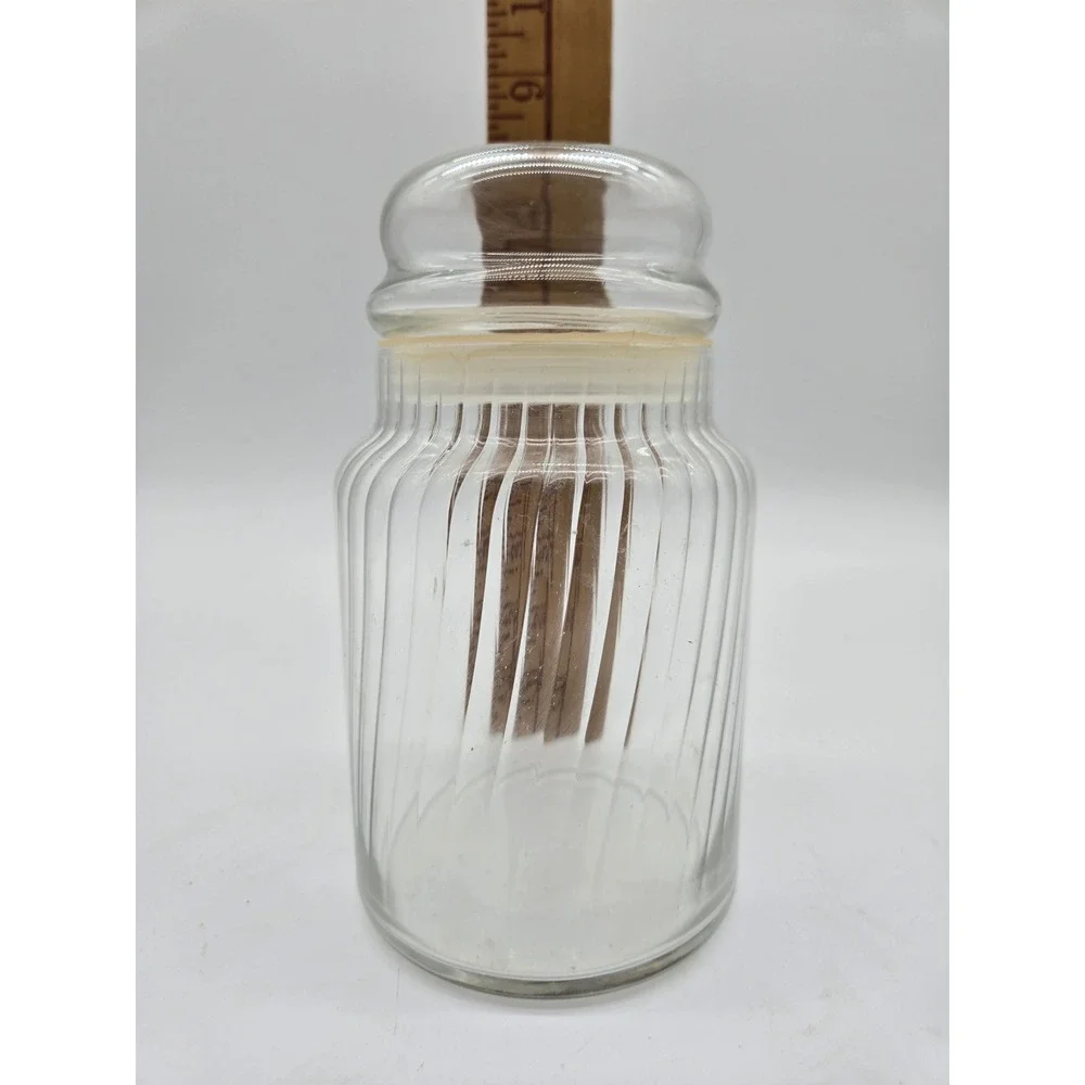 Glass Storage Jar Vintage‎ Swirled Pattern Apothecary Wedding Candy Canister